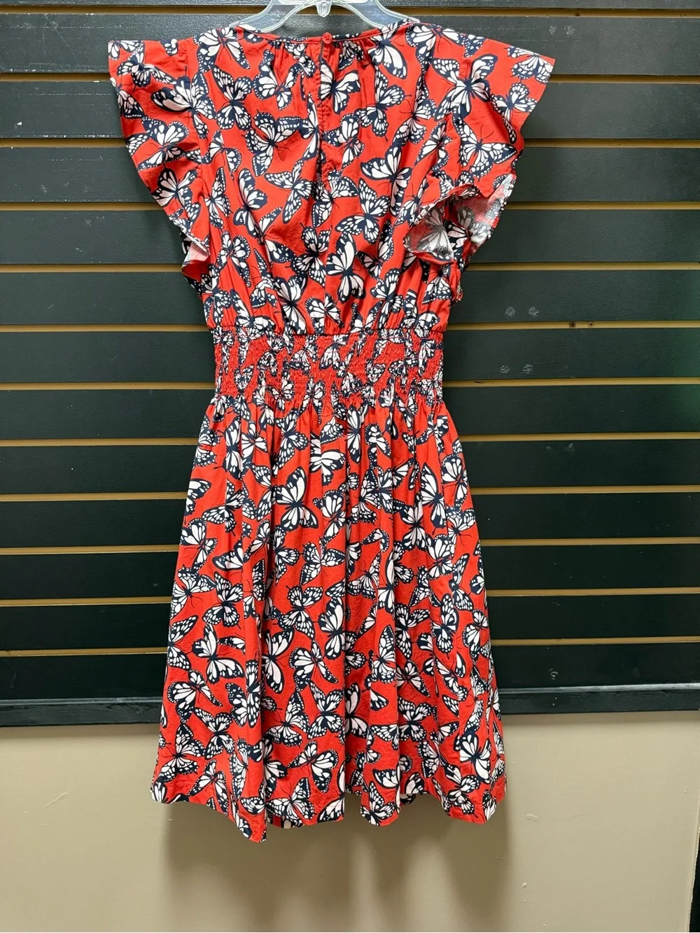 Kate Spade New York Butterfly Print Smocked Waist Dress Size Large